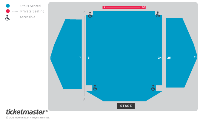 Venue seating chart for Whitney Queen of the Night for reference only
